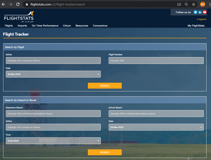 Flightstats tracking volo in tempo reale