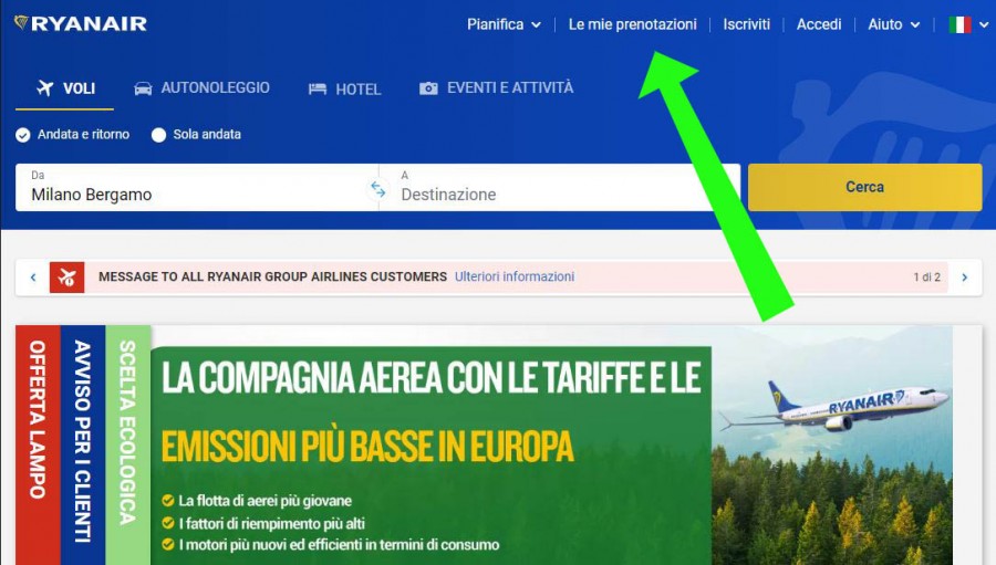 come modificare prenotazione Ryanair