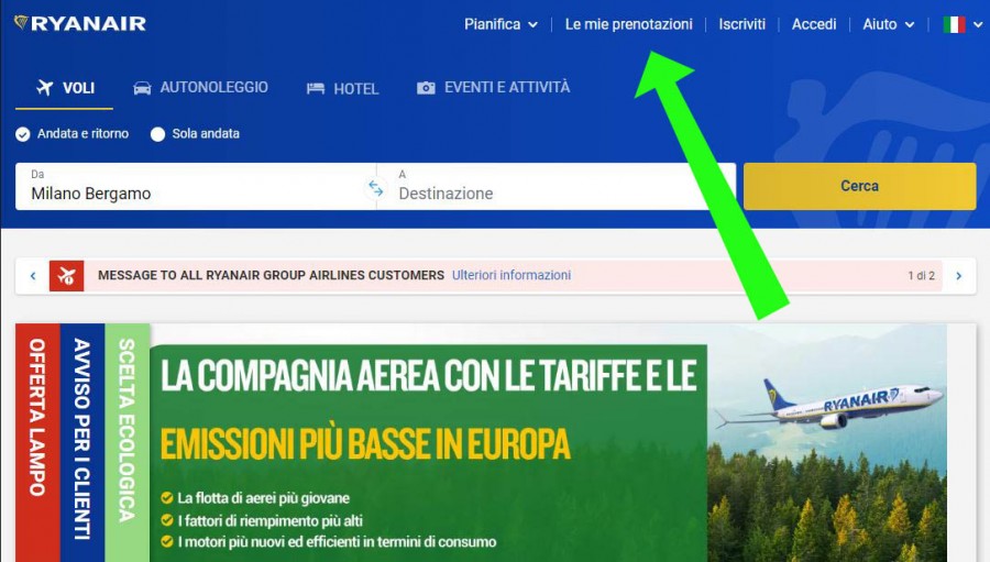 come modificare prenotazione Ryanair